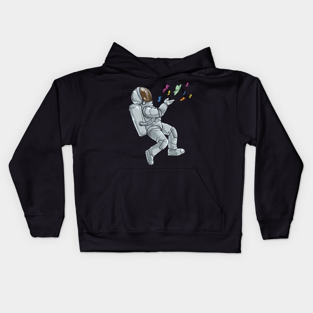 Astronaut with Butterflies T Shirt Kids Hoodie by biNutz